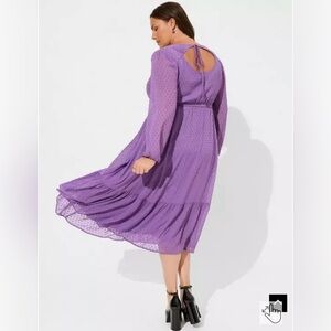 Torrid Tea Length Clip Dot Open Back A-Line Dress size 3x